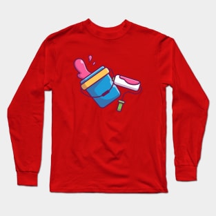 Paint Roller Brush And Paint Bucket Cartoon Long Sleeve T-Shirt